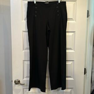 Max Studio black wide leg trousers Sailor button front pants size 12
